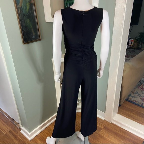 Norma Kamali KamaliKulture Black Sleeveless Shirred Ruched Wide Leg Jumpsuit S - Picture 10 of 14